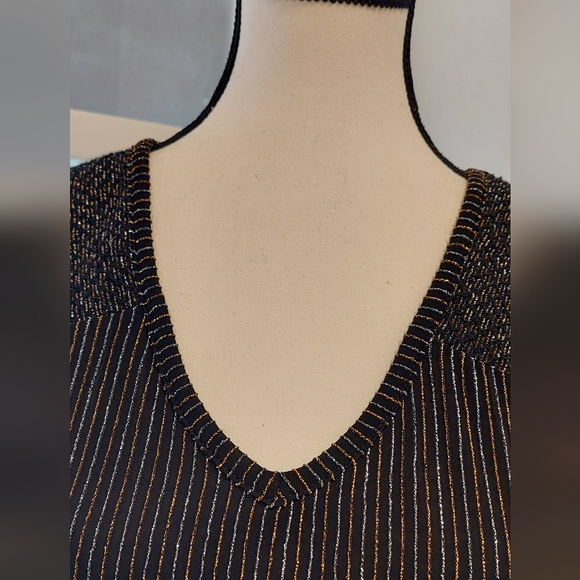 LOFT Silver Ribbed Blouse with Long Sleeves - Picture 3 of 8